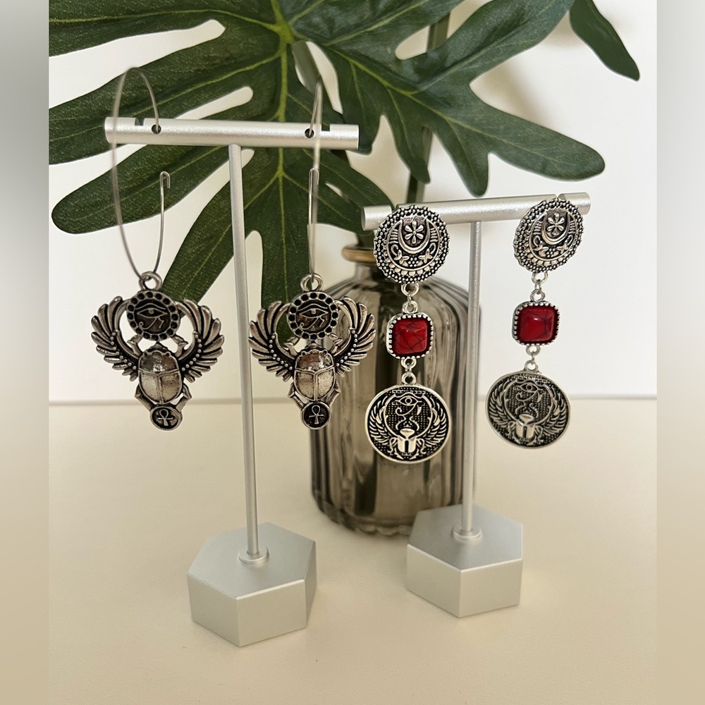 Ancient Egyptian Protection Earrings - Egyptian Wing Scarab Hoop Earrings
